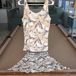 NWOT Tropical Print Tank Top and Skirt Set